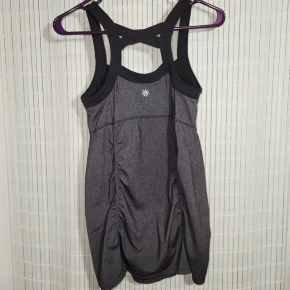 Athleta Tank Top Women Size Small Gray Criss Cross Stretch Built In Bra - Picture 2 of 9
